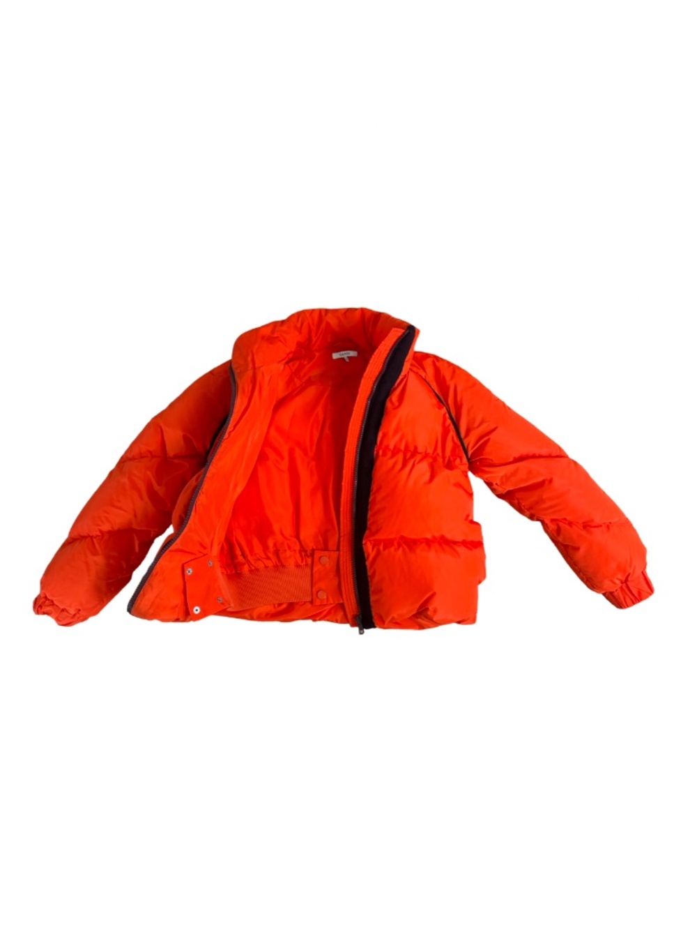 $450 GANNI Fountain Puffer Jacket Orange Red Velvet Trim Size S NWOT - Picture 10 of 11